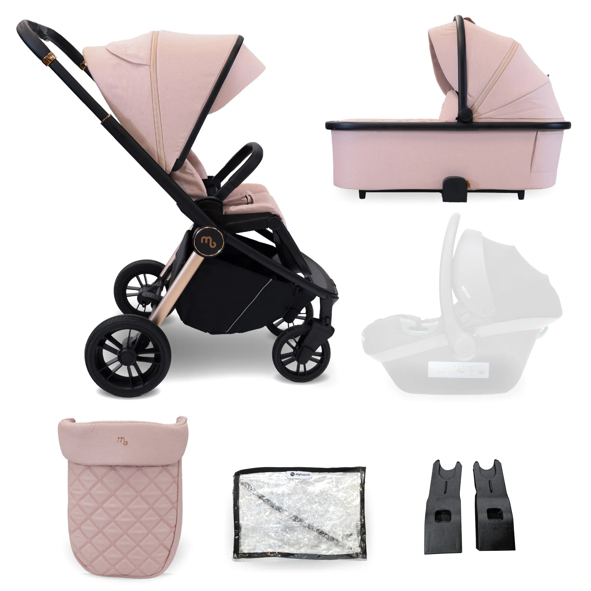 My Babiie 450 Pushchair Bundle with accessories - Pastel Pink