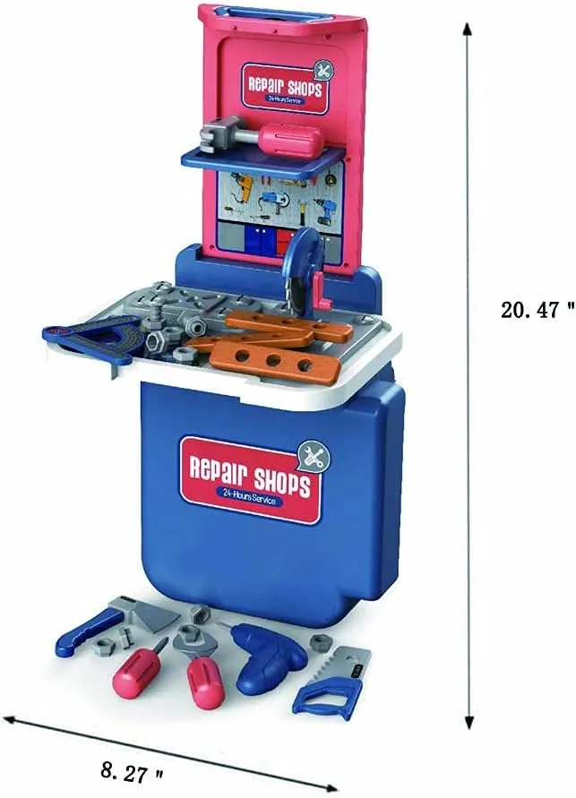 NEW 2CJOY 3 in 1 Tool Bench Set 43 PCS Kids Tool Set Toddler Tool Bench Workshop for Boys Girls