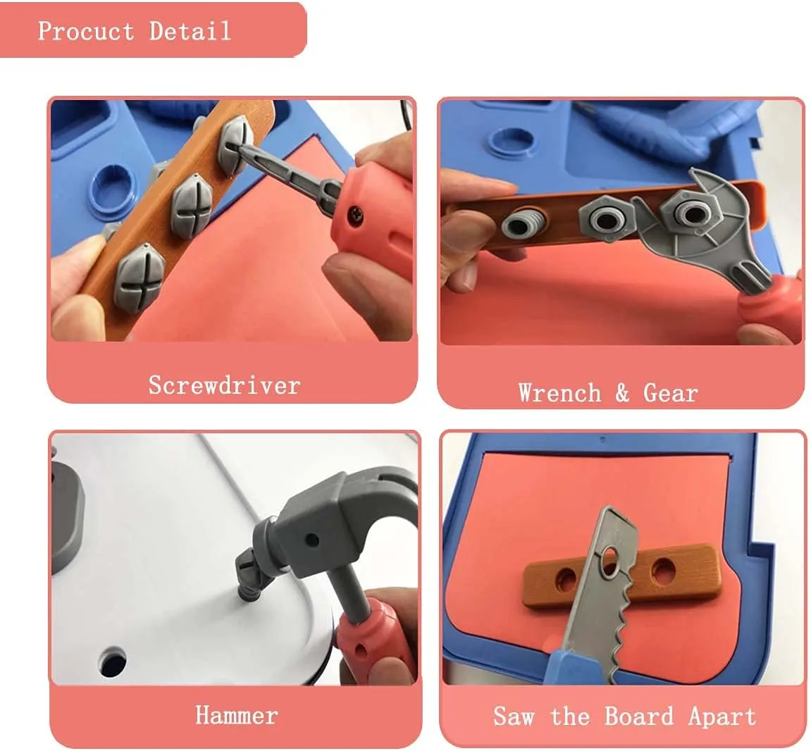 NEW 2CJOY 3 in 1 Tool Bench Set 43 PCS Kids Tool Set Toddler Tool Bench Workshop for Boys Girls