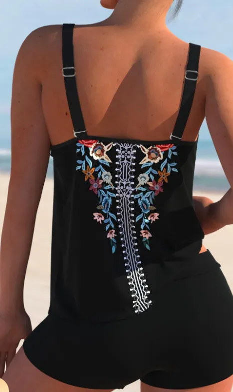 NEW MODLILY® Multi Color Double Straps Tribal Print Tankini Set, Multi-color, Sz XXL! Retails $65 