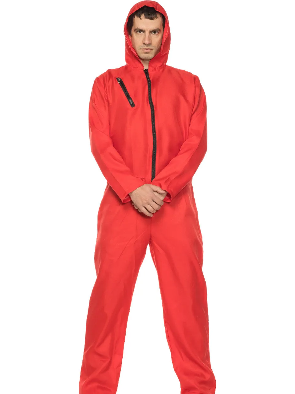 NEW Retails $95 Bank Robber Jumpsuit Men's Costume, Red, Sz L