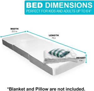 New SAMAY 6 Inch Tri Folding Mattress with Washable Cover - Includes Waterproof Mattress Liner! Retails $230 