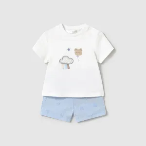 NEW SS25 Mayoral Baby Boys Shorts Set 1609 White/Blue