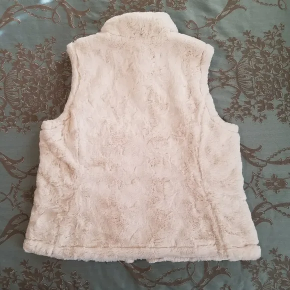 Nicole Miller Original Reversible Faux Fur and Quilted Vest Ivory White Size XL