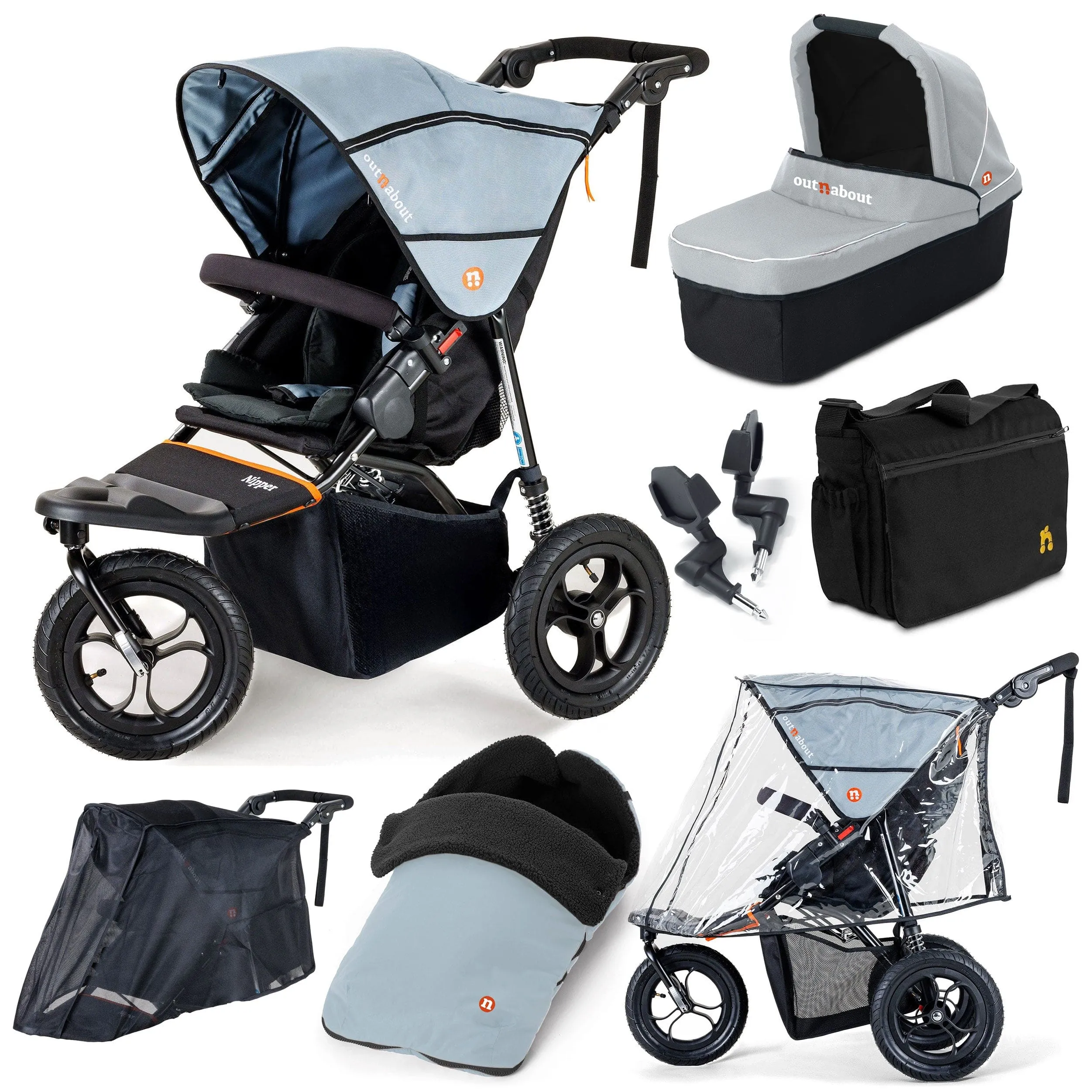 Out n About Nipper Single Ultimate Bundle in Rock Salt Grey