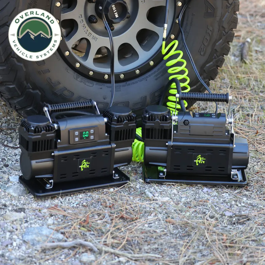 OVS EGOI Portable Single/Dual Motor Digital Air Compressor System With Control Panel, Storage Bag, Hose & Attachments