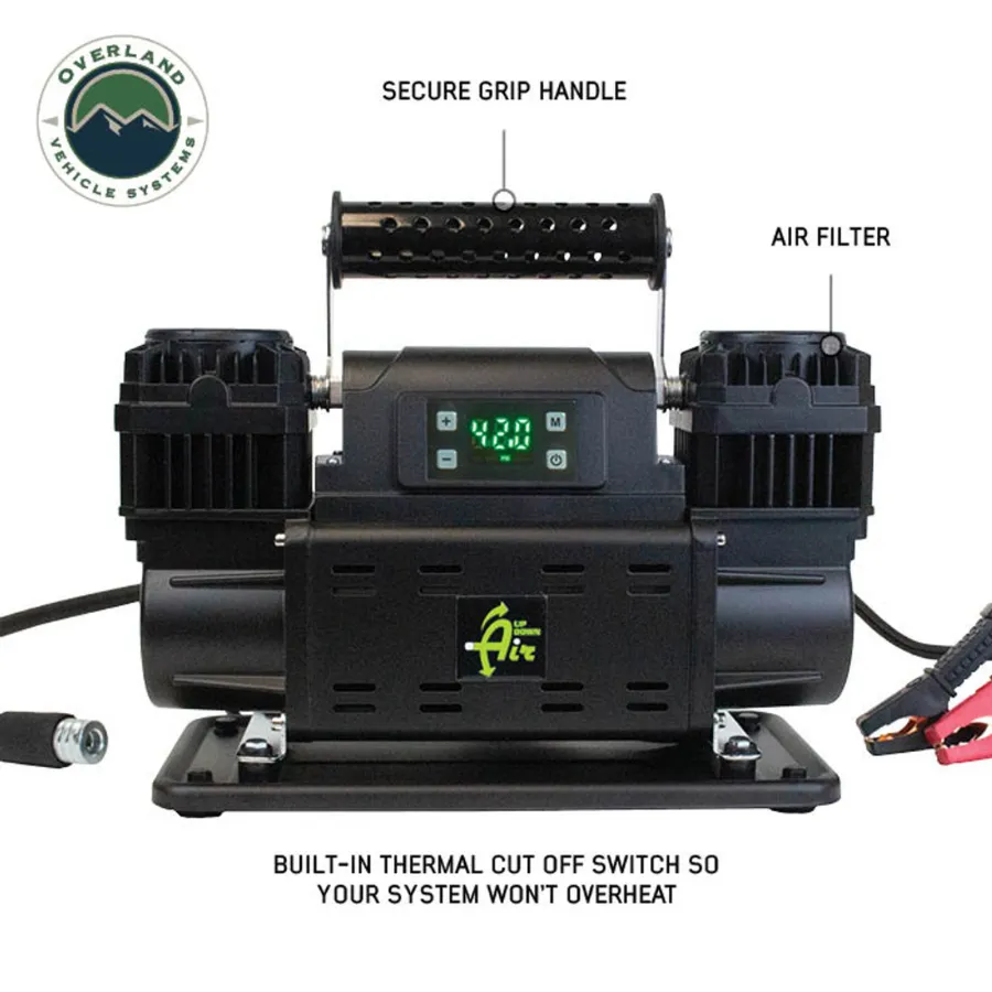 OVS EGOI Portable Single/Dual Motor Digital Air Compressor System With Control Panel, Storage Bag, Hose & Attachments