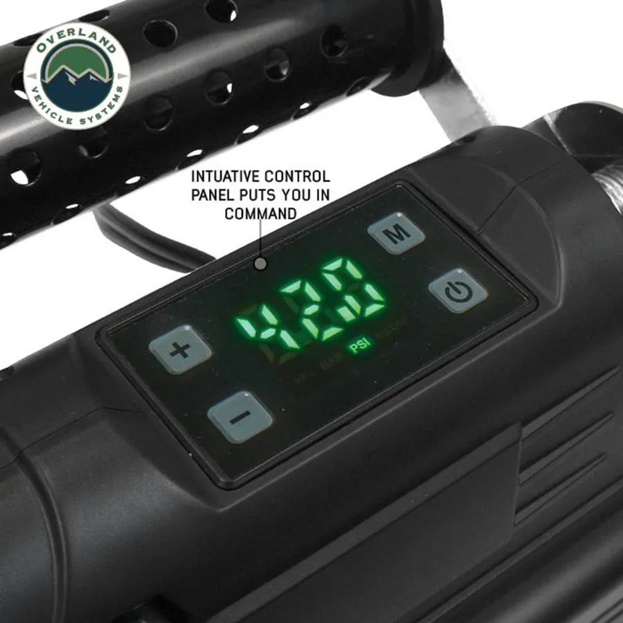 OVS EGOI Portable Single/Dual Motor Digital Air Compressor System With Control Panel, Storage Bag, Hose & Attachments