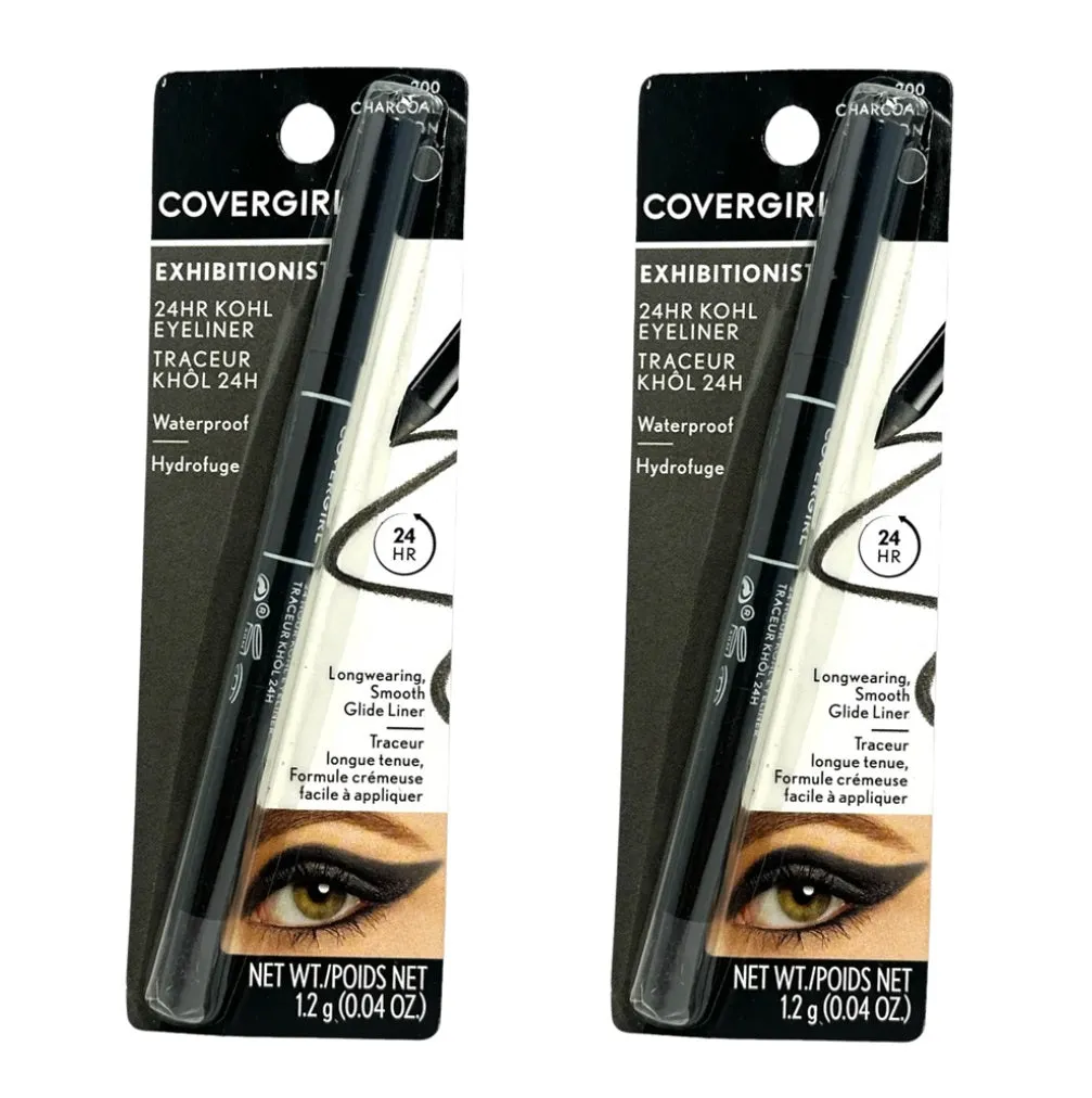 Pack of 2 CoverGirl Exhibitionist 24 Hr Kohl Eyeliner, Charcoal 200