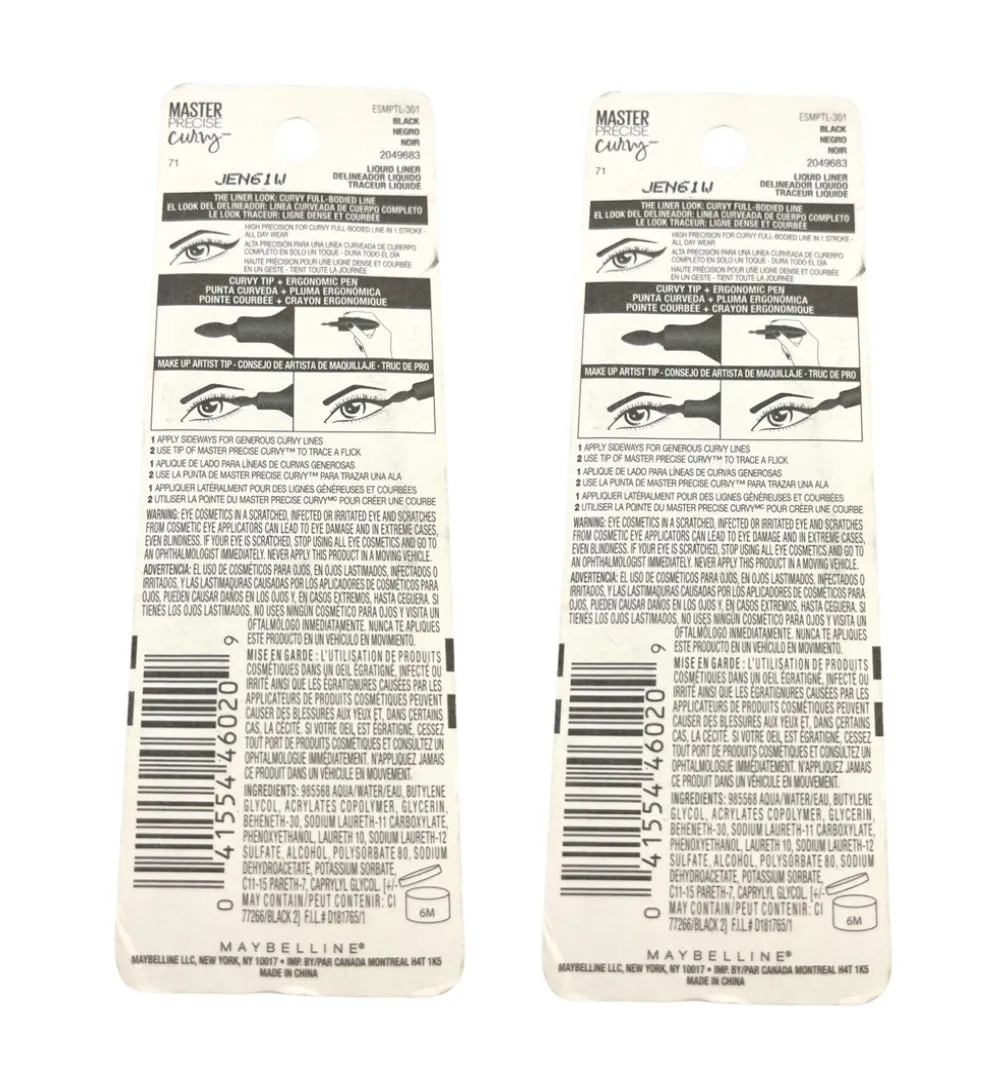 Pack of 2 Maybelline New York Master Precise Curvy Liquid Liner, Black 310