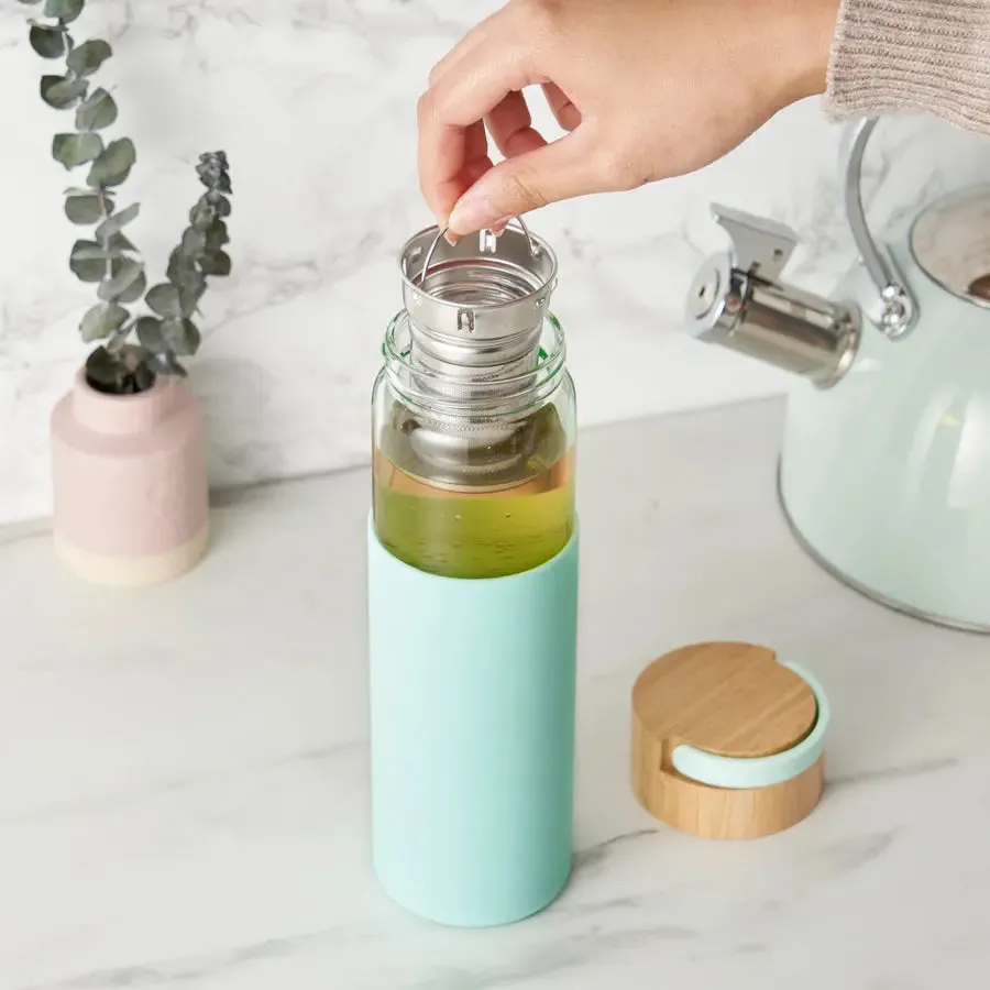 Paige Glass Travel Mug in Turquoise by Pinky Up