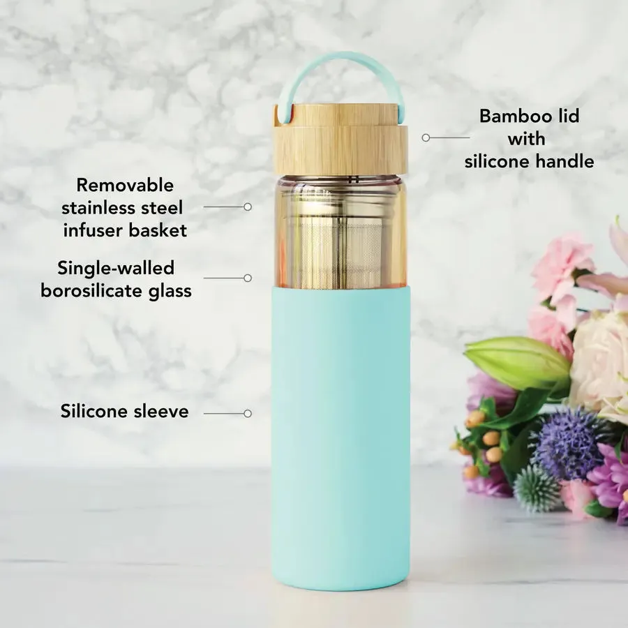 Paige Glass Travel Mug in Turquoise by Pinky Up