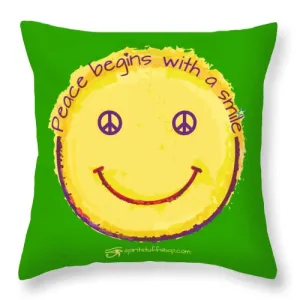 Peace Begins With A Smile - Throw Pillow