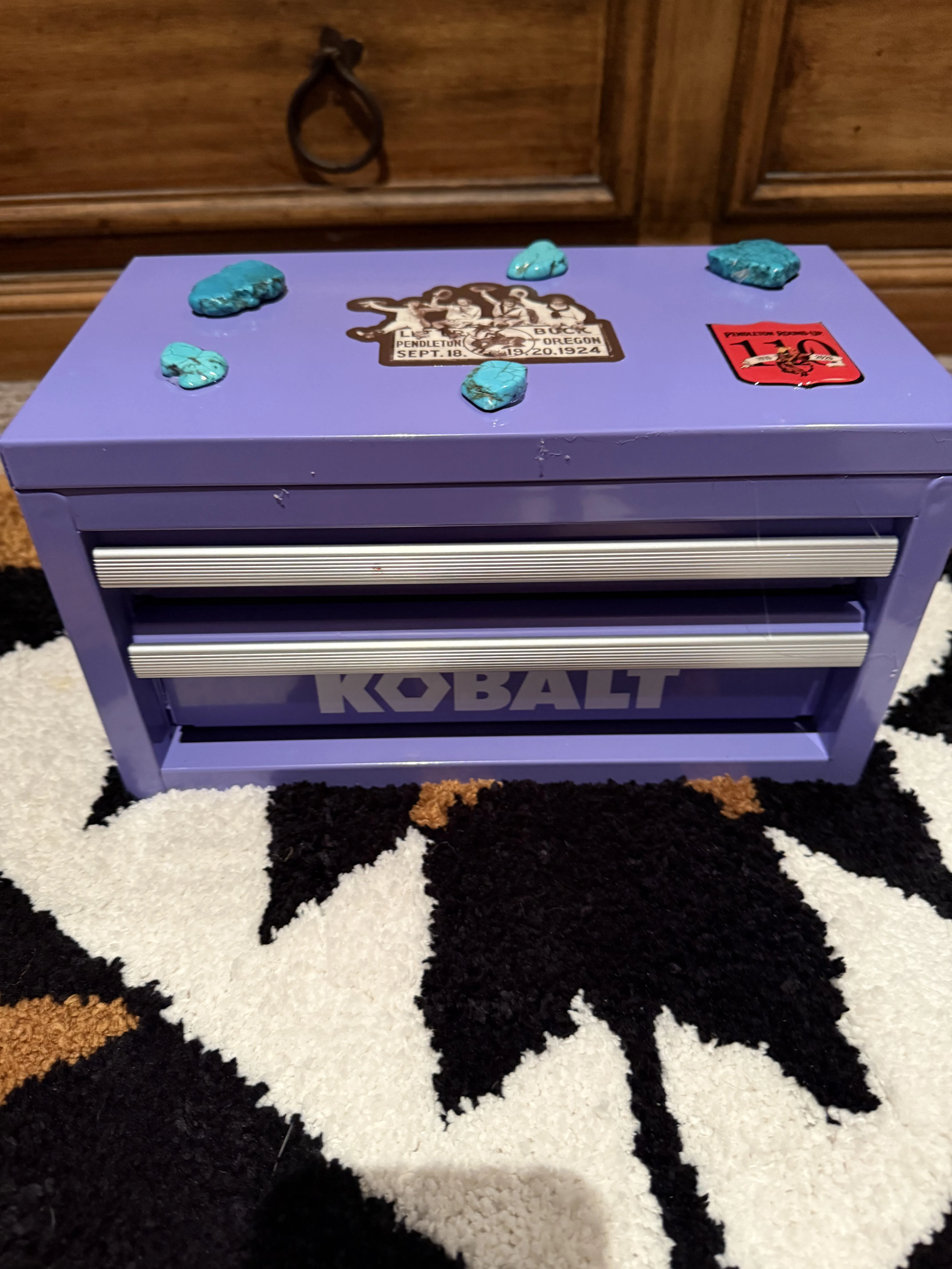 Pendleton Metal Jewelry/Tool/Misc BOX  in purple