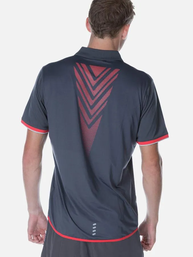 Performance Polo Mens Gun Metal/Crimson