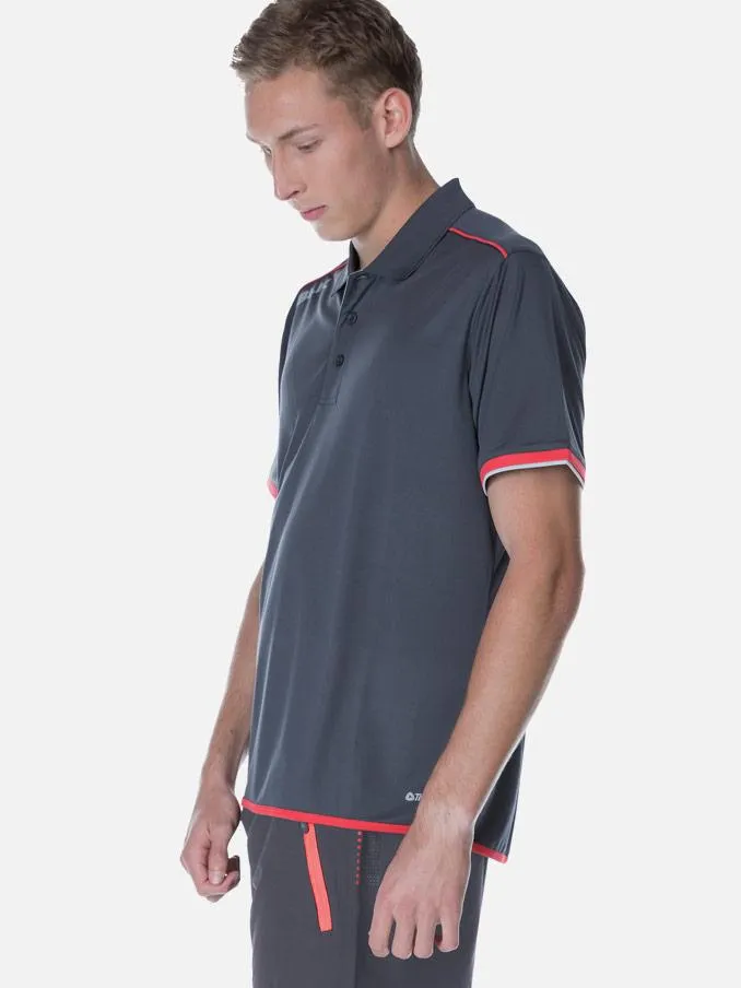 Performance Polo Mens Gun Metal/Crimson