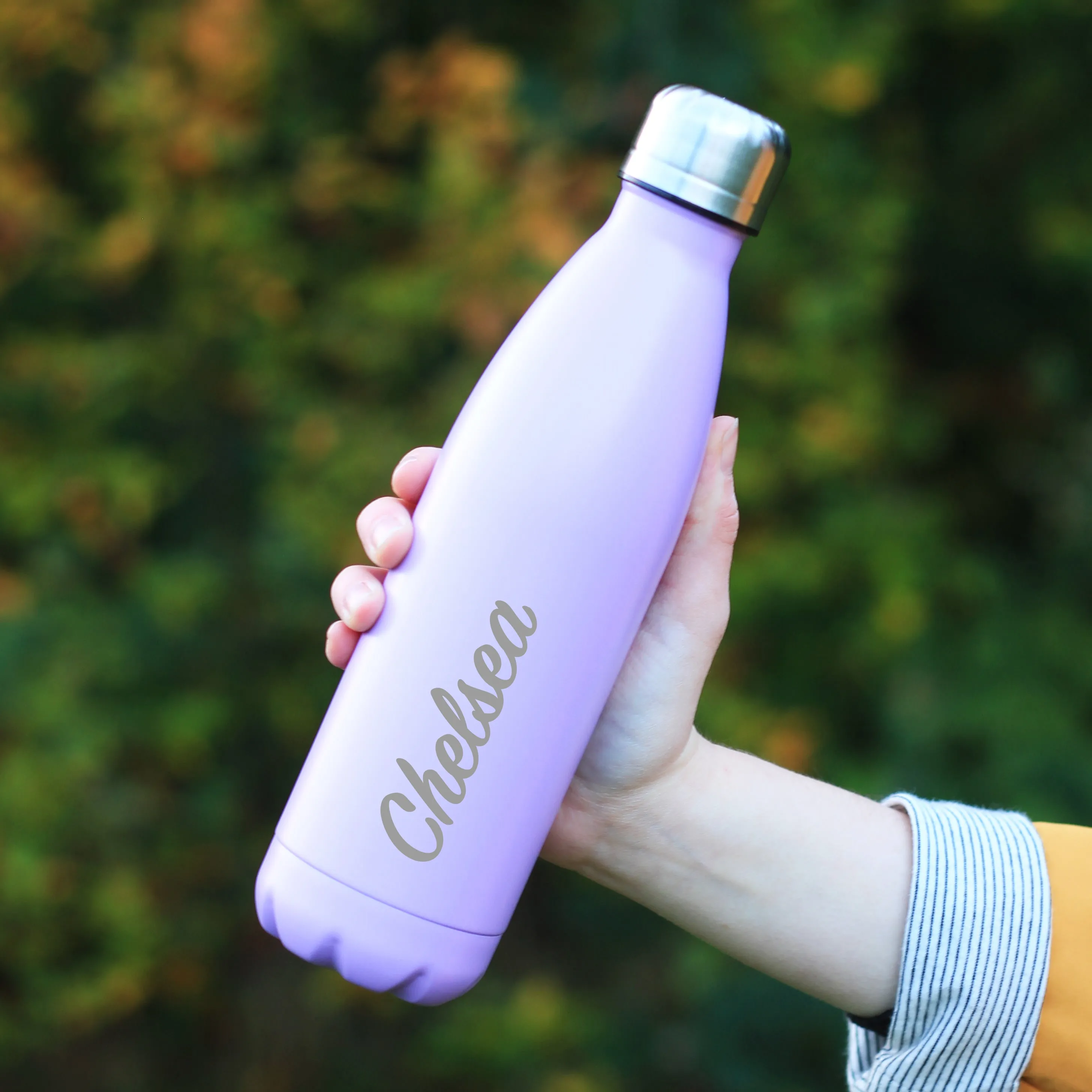 Personalised Pastel Laser Engraved Double Walled Water Bottle