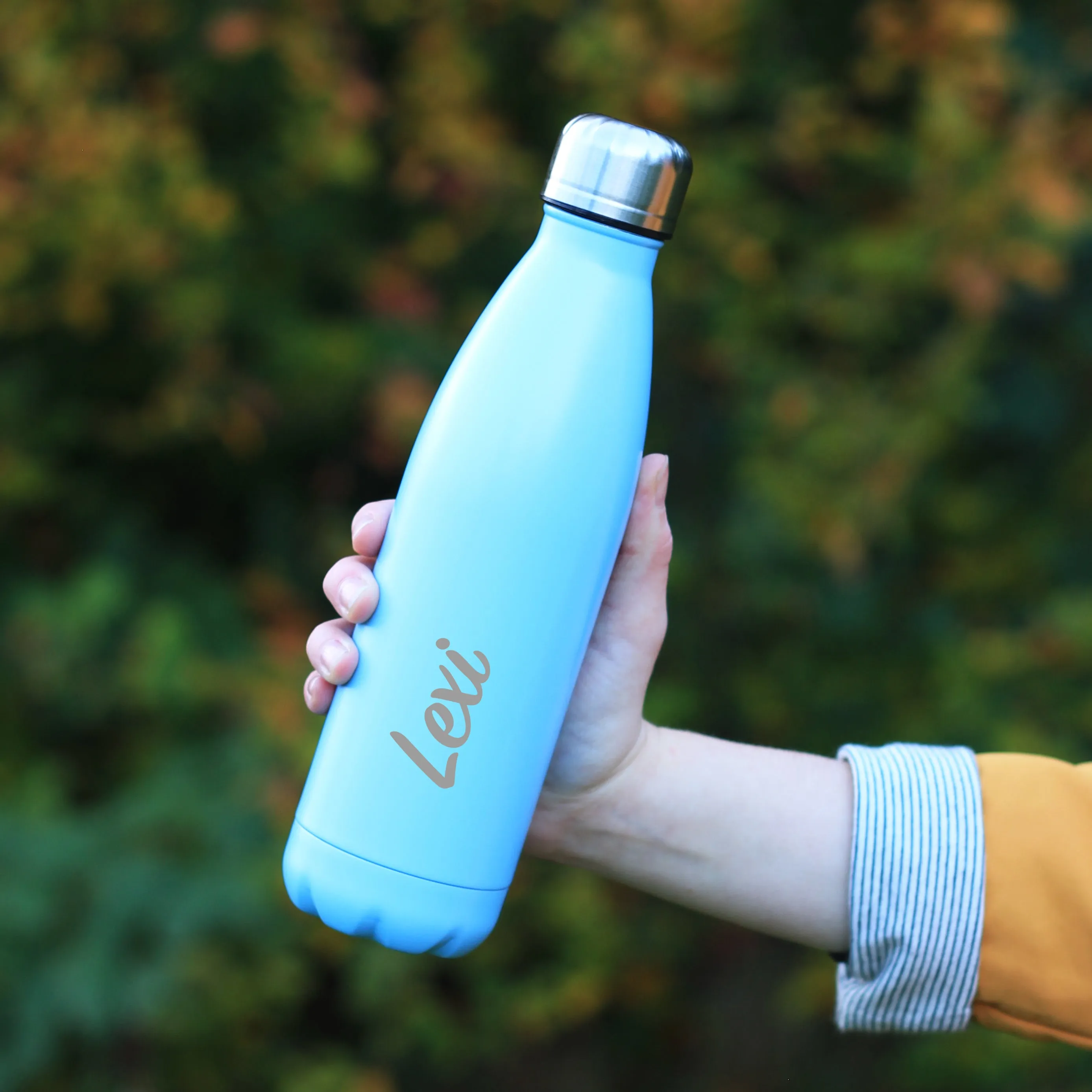 Personalised Pastel Laser Engraved Double Walled Water Bottle