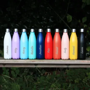 Personalised Pastel Laser Engraved Double Walled Water Bottle