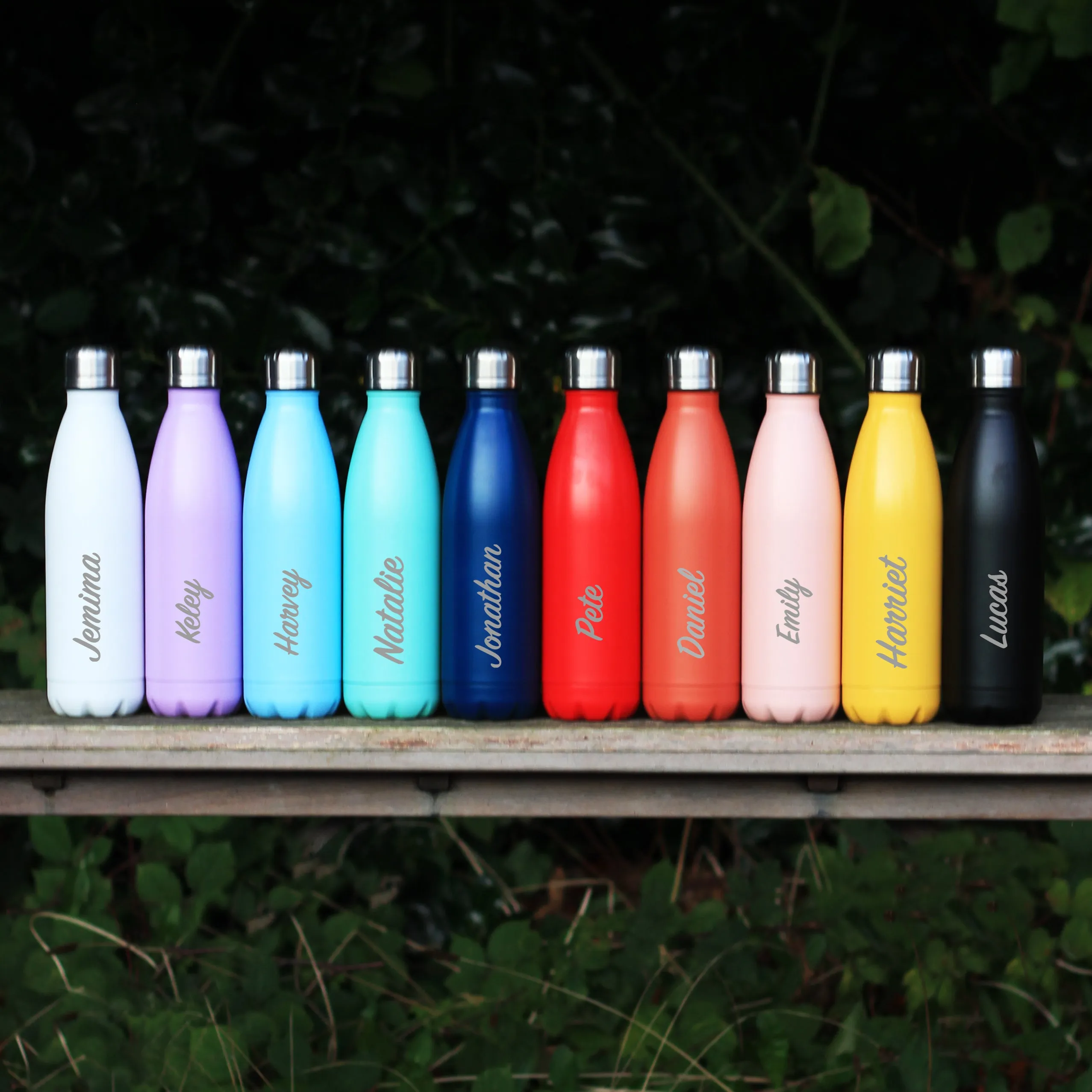 Personalised Pastel Laser Engraved Double Walled Water Bottle