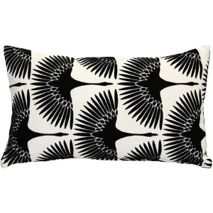 Pillow Decor - 12" x 20" Winter Flock Black and White Throw Pillow