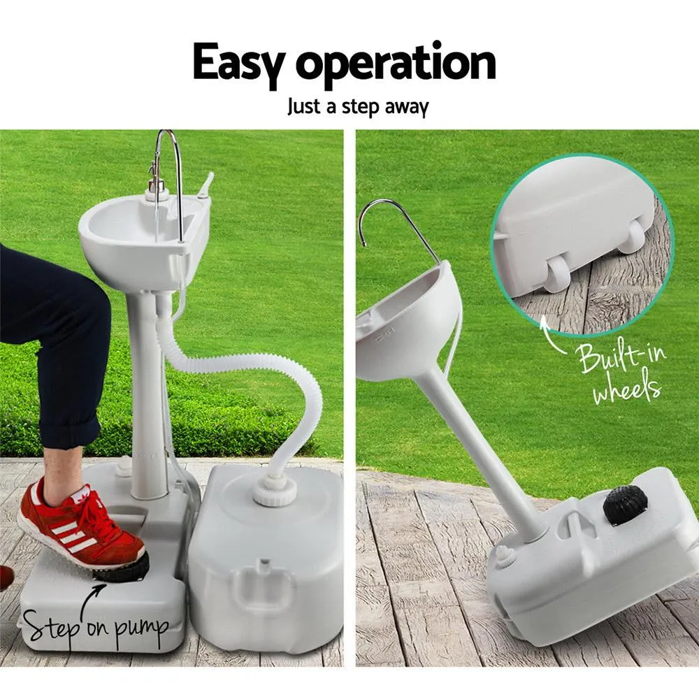Portable Camp Wash Basin 43L with Grey Water Storage