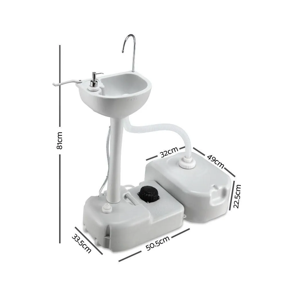 Portable Camp Wash Basin 43L with Grey Water Storage