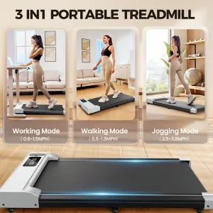 Portable Under Desk Quiet 2-in-1 Walking & Jogging Treadmill