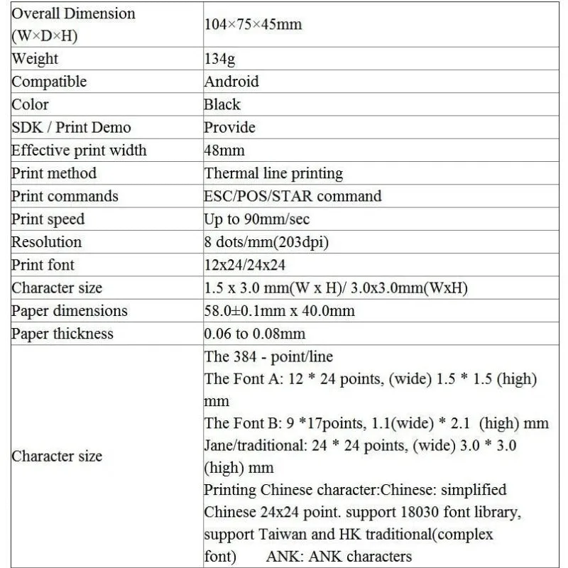 Portable Wireless Thermal Printer