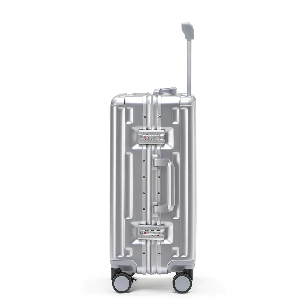 PRIME CHECKED SUITCASE SILVER | PORTABLE USB-C CHARGER