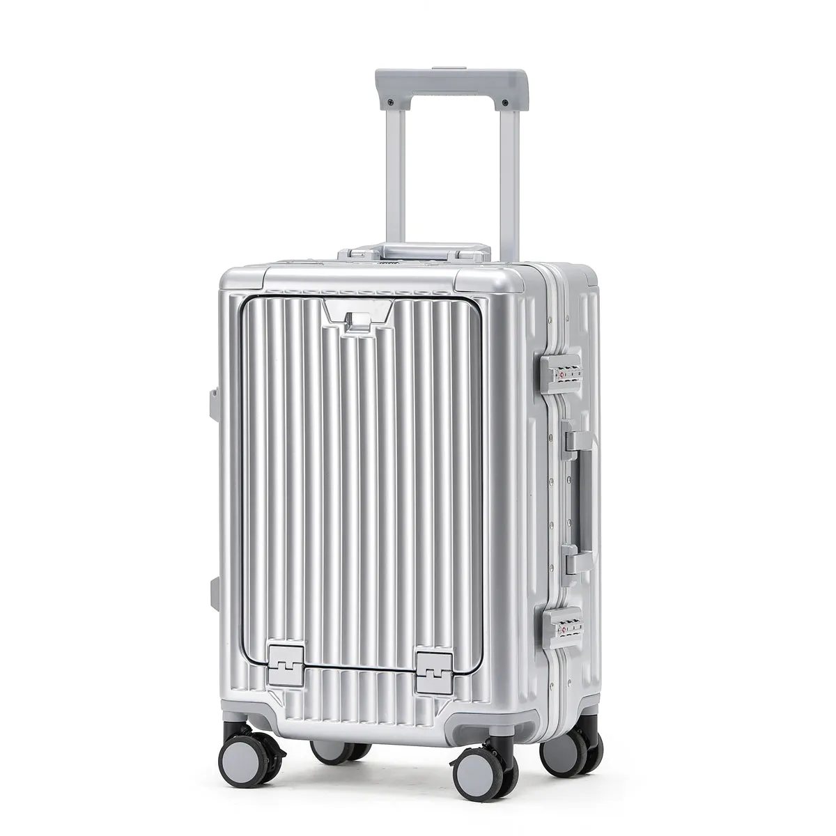 PRIME CHECKED SUITCASE SILVER | PORTABLE USB-C CHARGER