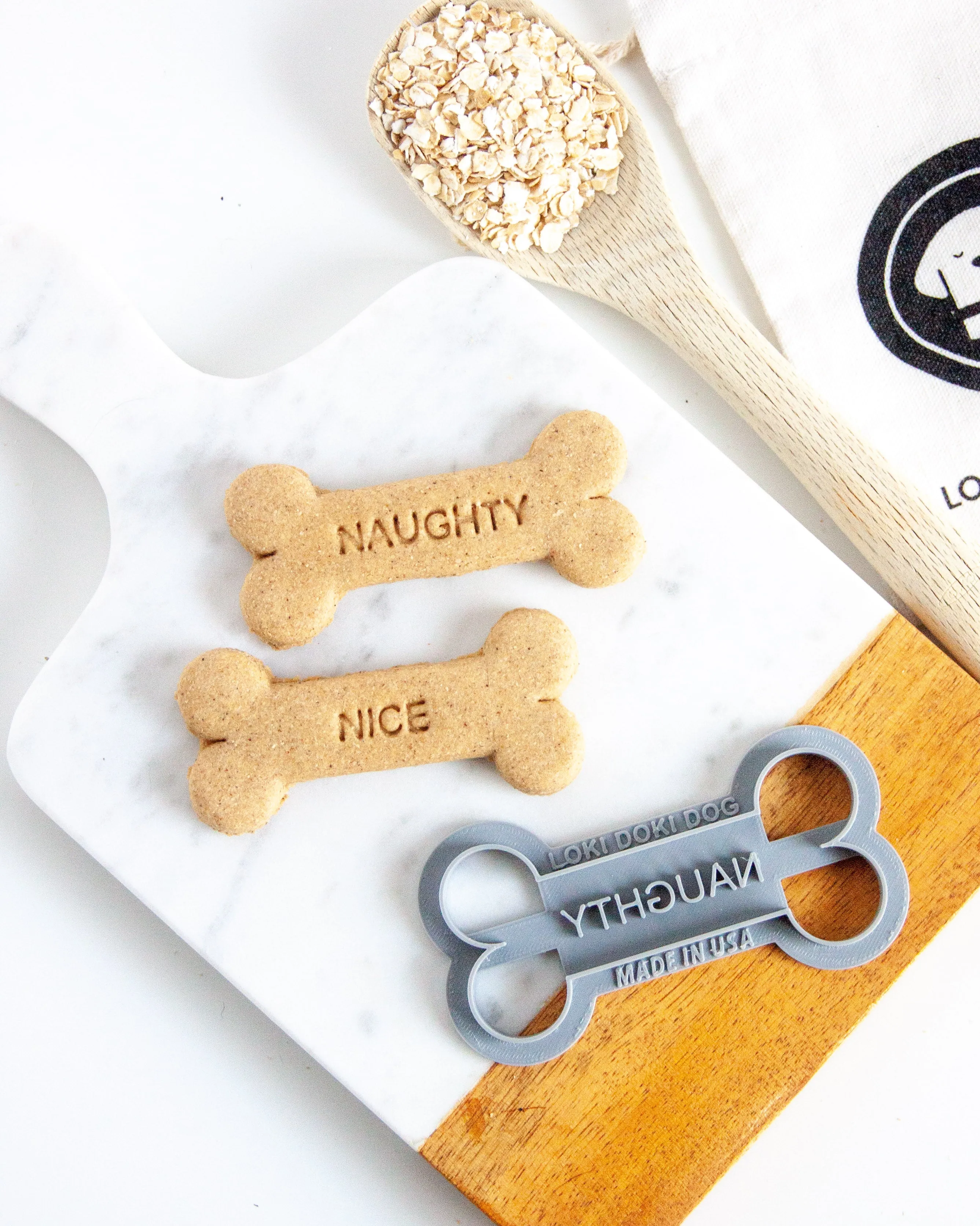 "Naughty and Nice"  Bone Shaped Christmas Dog Cookie Cutter (BUNDLES available)
