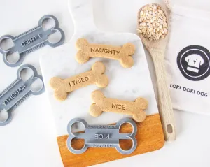 "Naughty and Nice"  Bone Shaped Christmas Dog Cookie Cutter (BUNDLES available)