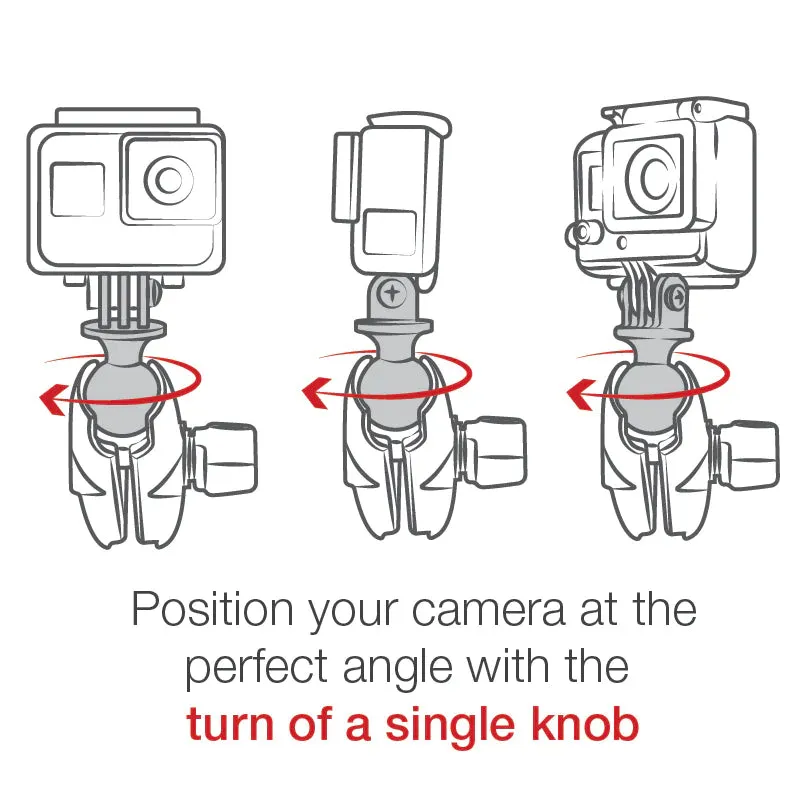 RAM® Tough-Claw™ Double Ball Mount with Universal Action Camera Adapter (RAP-B-400-GOP1U)