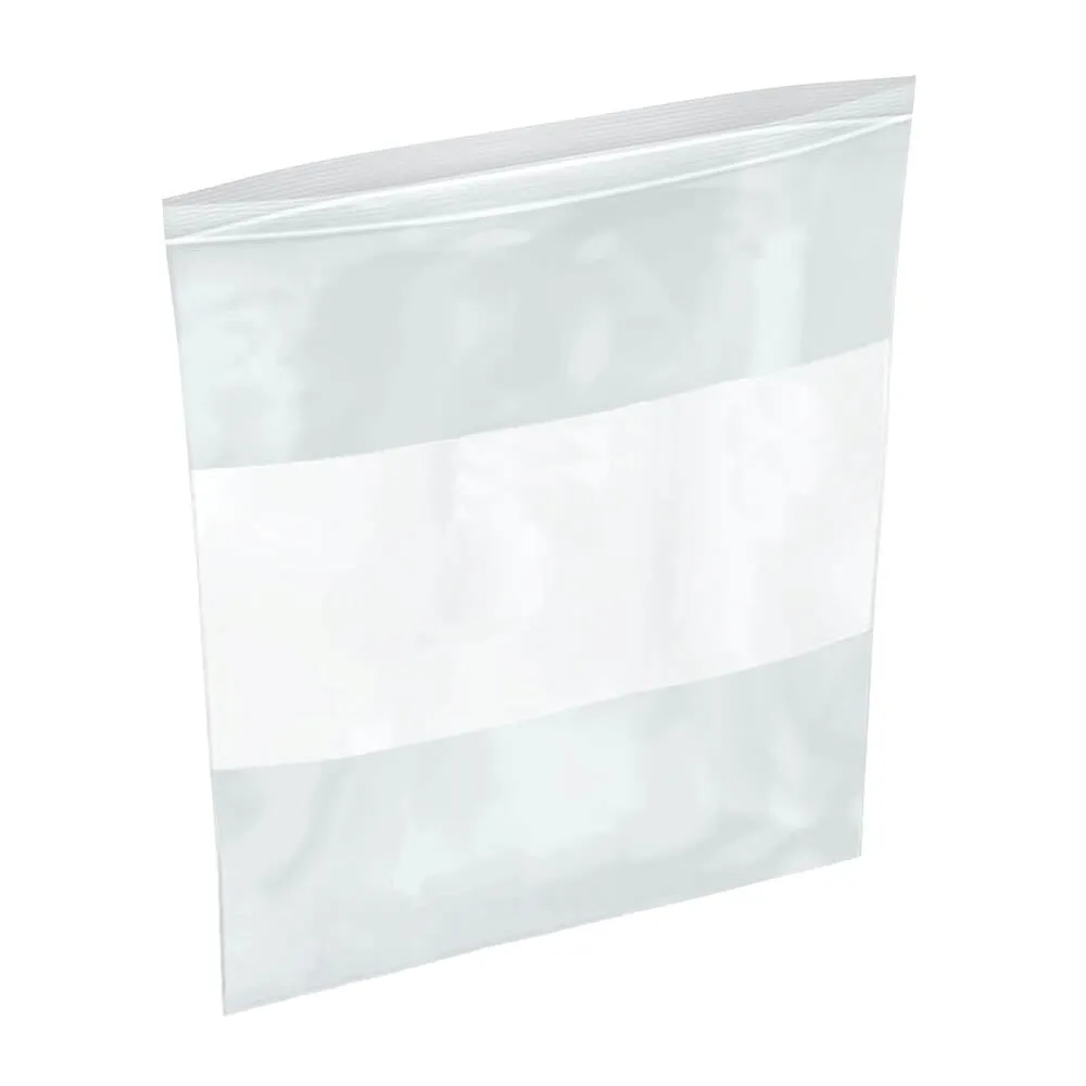 Reclosable Poly Bags - White Block - 12" x 15" - 2 Mil - 1,000 / Case