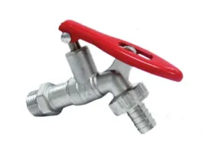 Red coloured handle brass CR lockable union tap