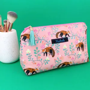 Red Panda Medium Makeup Bag.  Coral Makeup Bag.
