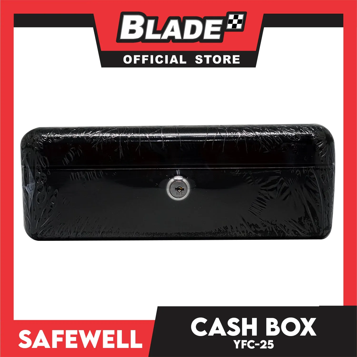 Safewell Cash Box YFC-25 (Black) Anti-Rust, Peeling Resistant Finish, Cash Box & Vault Storage Organizer