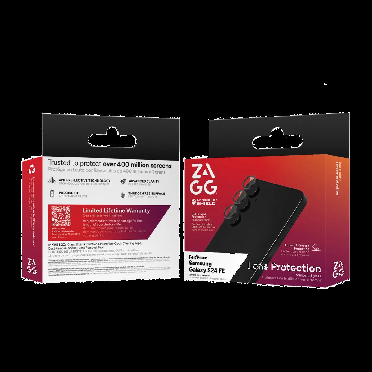 Samsung Galaxy S24 FE ZAGG InvisibleShield Glass Elite Camera Rings Lens Protector - Black