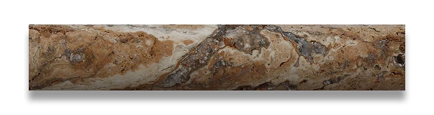Scabos 1X6 Travertine Quarter - Round Trim Piece / Molding