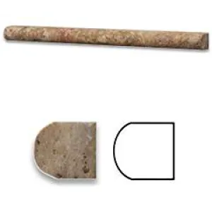 Scabos Travertine Honed 3/4 X 12 Bullnose Liner Trim Molding - 4" Sample