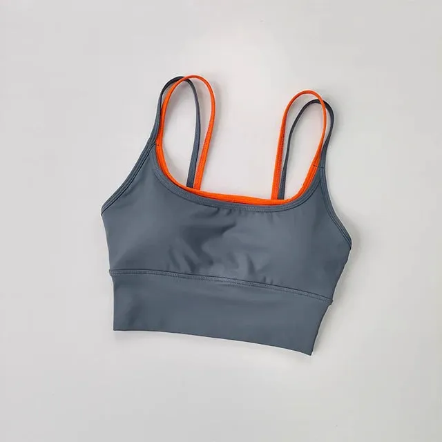 Seamless Push Up Sports Bra Women - Fitness Running Strappy Yoga Bra, Removable Pads, Brassiere Sport Workout Gym Crop Tops