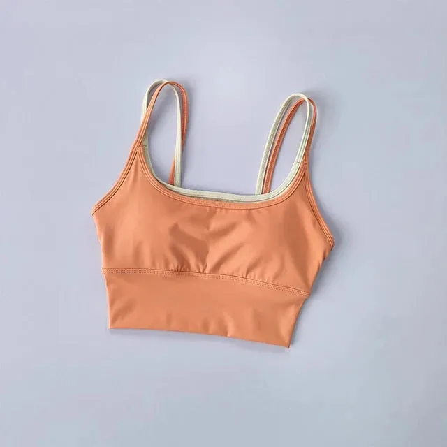 Seamless Push Up Sports Bra Women - Fitness Running Strappy Yoga Bra, Removable Pads, Brassiere Sport Workout Gym Crop Tops