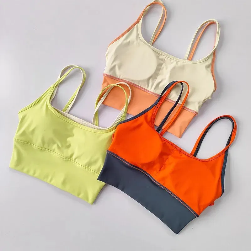 Seamless Push Up Sports Bra Women - Fitness Running Strappy Yoga Bra, Removable Pads, Brassiere Sport Workout Gym Crop Tops