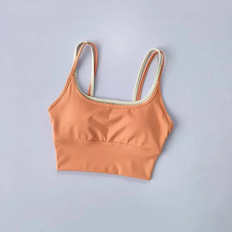 Seamless Push Up Sports Bra Women - Fitness Running Strappy Yoga Bra, Removable Pads, Brassiere Sport Workout Gym Crop Tops