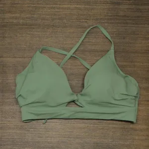Shade & Shore Women's Longline Cut Out Bikini Top Green 34DD