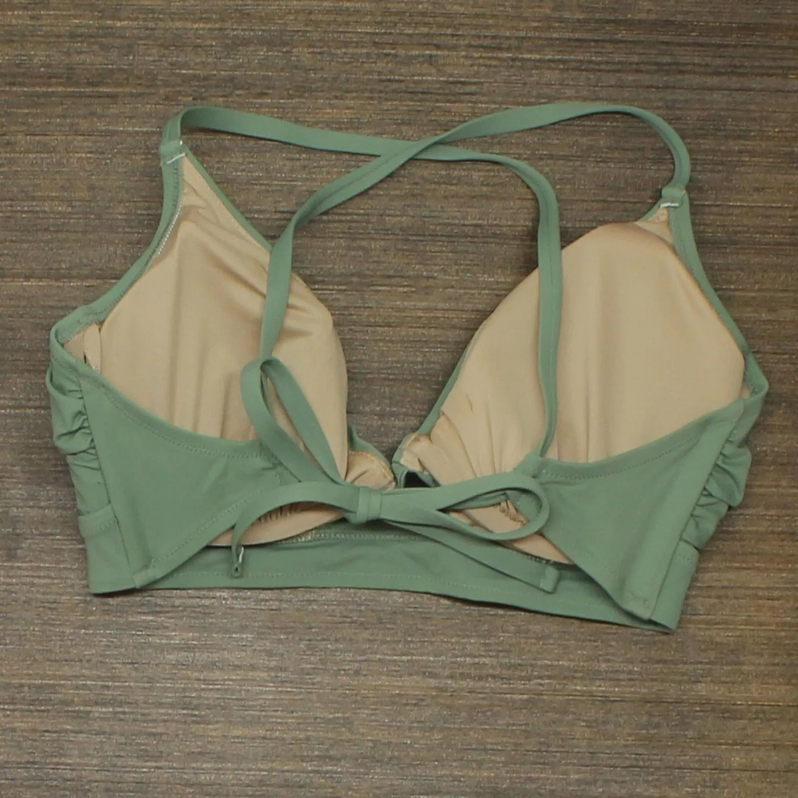 Shade & Shore Women's Longline Cut Out Bikini Top Green 34DD
