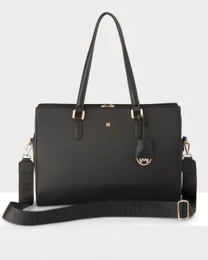 Sheree Large Laptop Tote Work Bag with Monogram Crossbody Strap