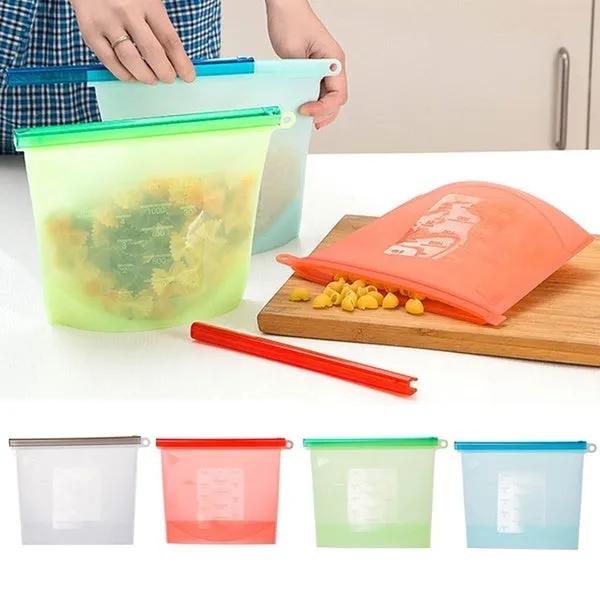 Silicone Fresh Bags Sealing Storage Home Food Kitchen Organization Gadgets