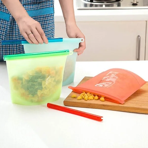 Silicone Fresh Bags Sealing Storage Home Food Kitchen Organization Gadgets